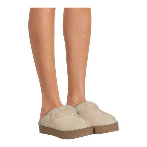 New Joyspun Women's Faux Suede Platform Clog Slippers Size 8 - Picture 1 of 10